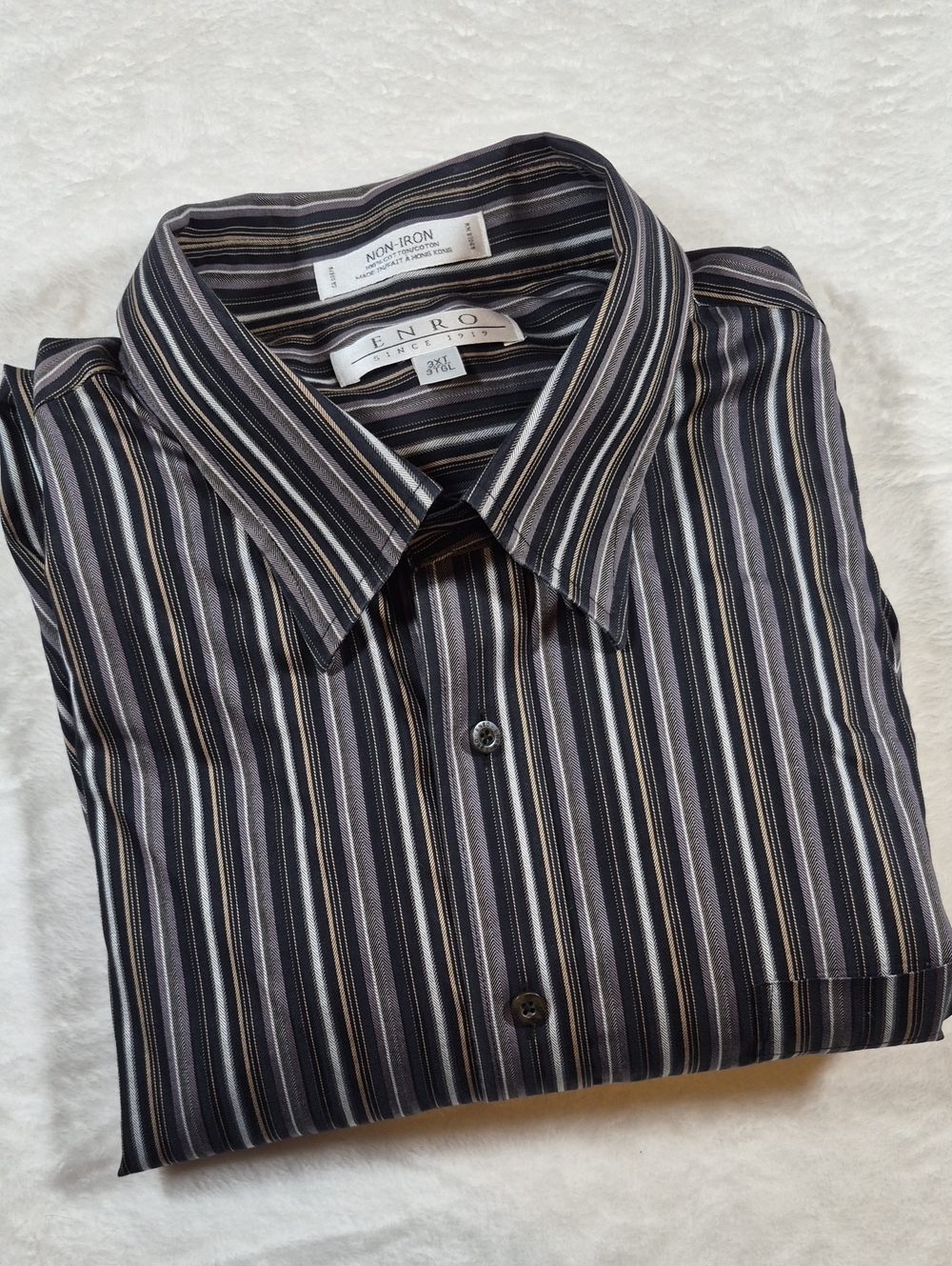Enro Men's Black Multi-Stripe Non-Iron Dress Shirt